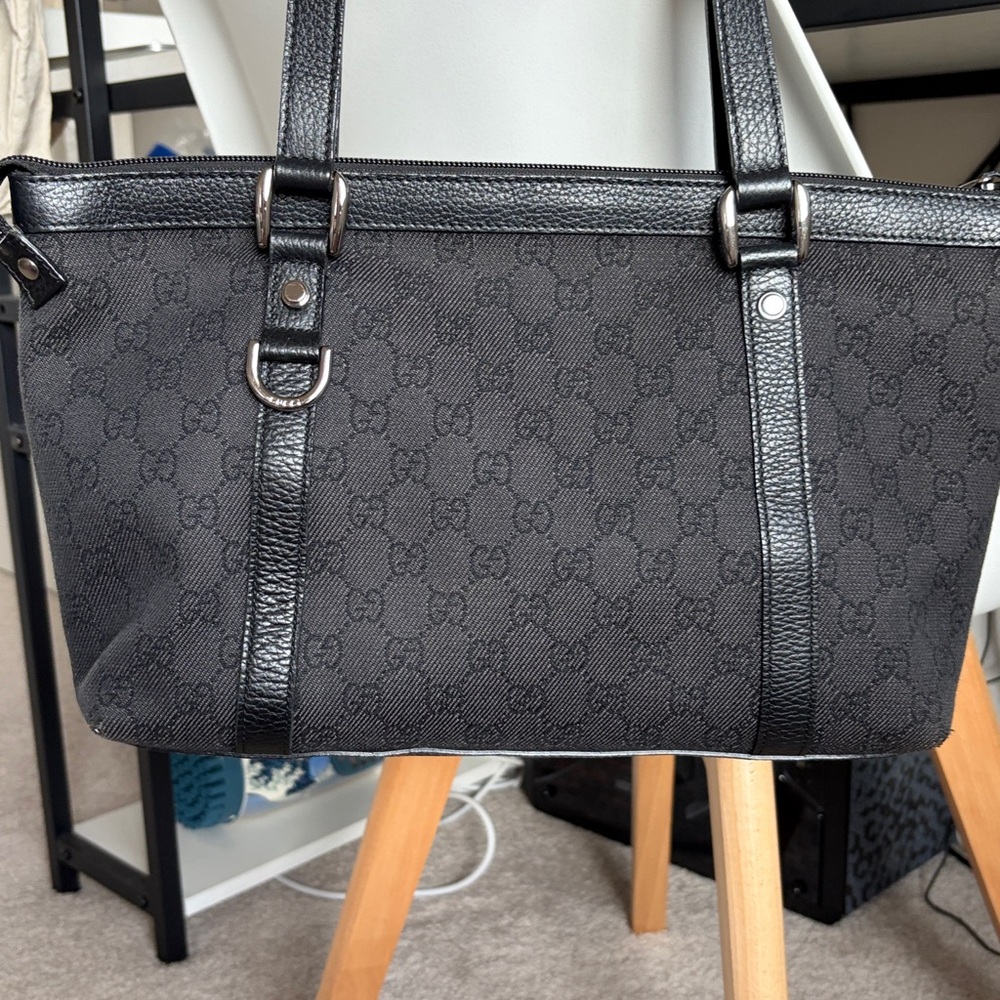 Gucci Black Monogram Canvas Shoulder Bag - Picture 2 of 12